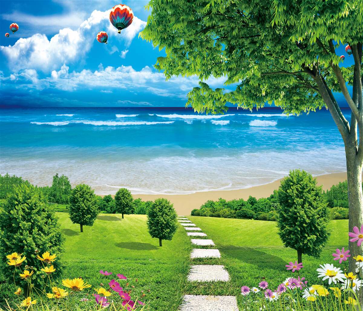 Papier peint la route vers la côte idyllique