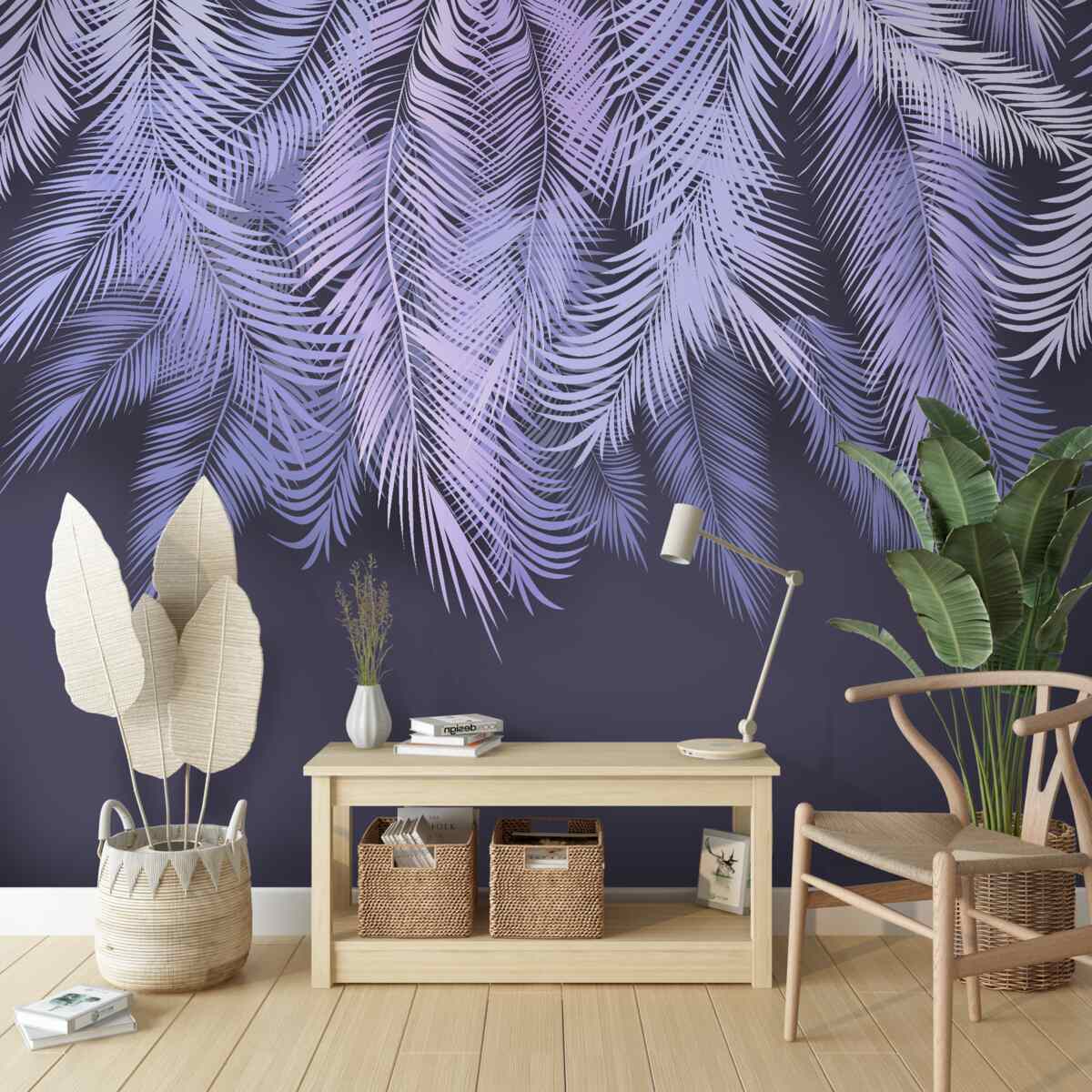 Papier peint le blanc dense des feuilles la nuit