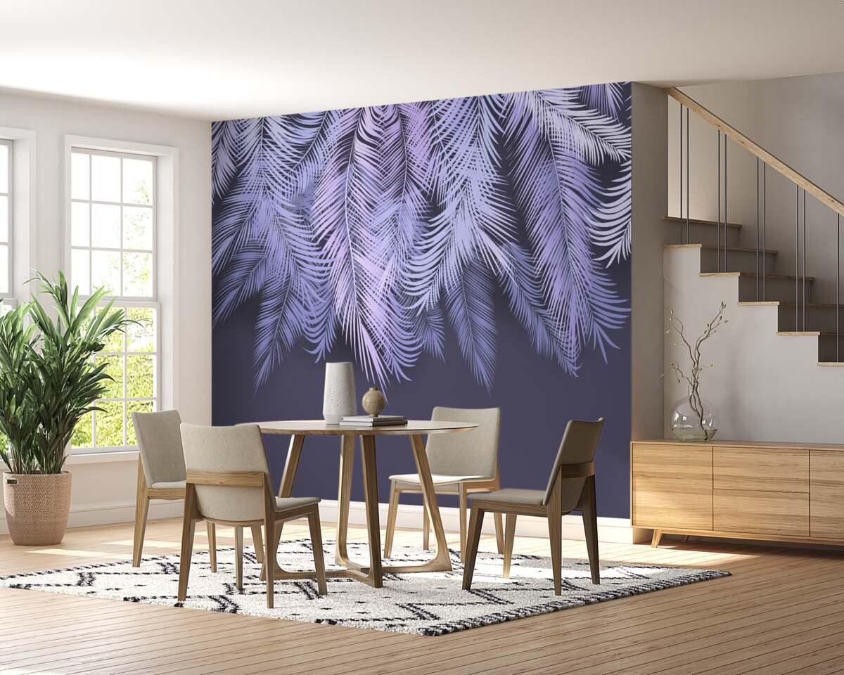 Papier peint le blanc dense des feuilles la nuit