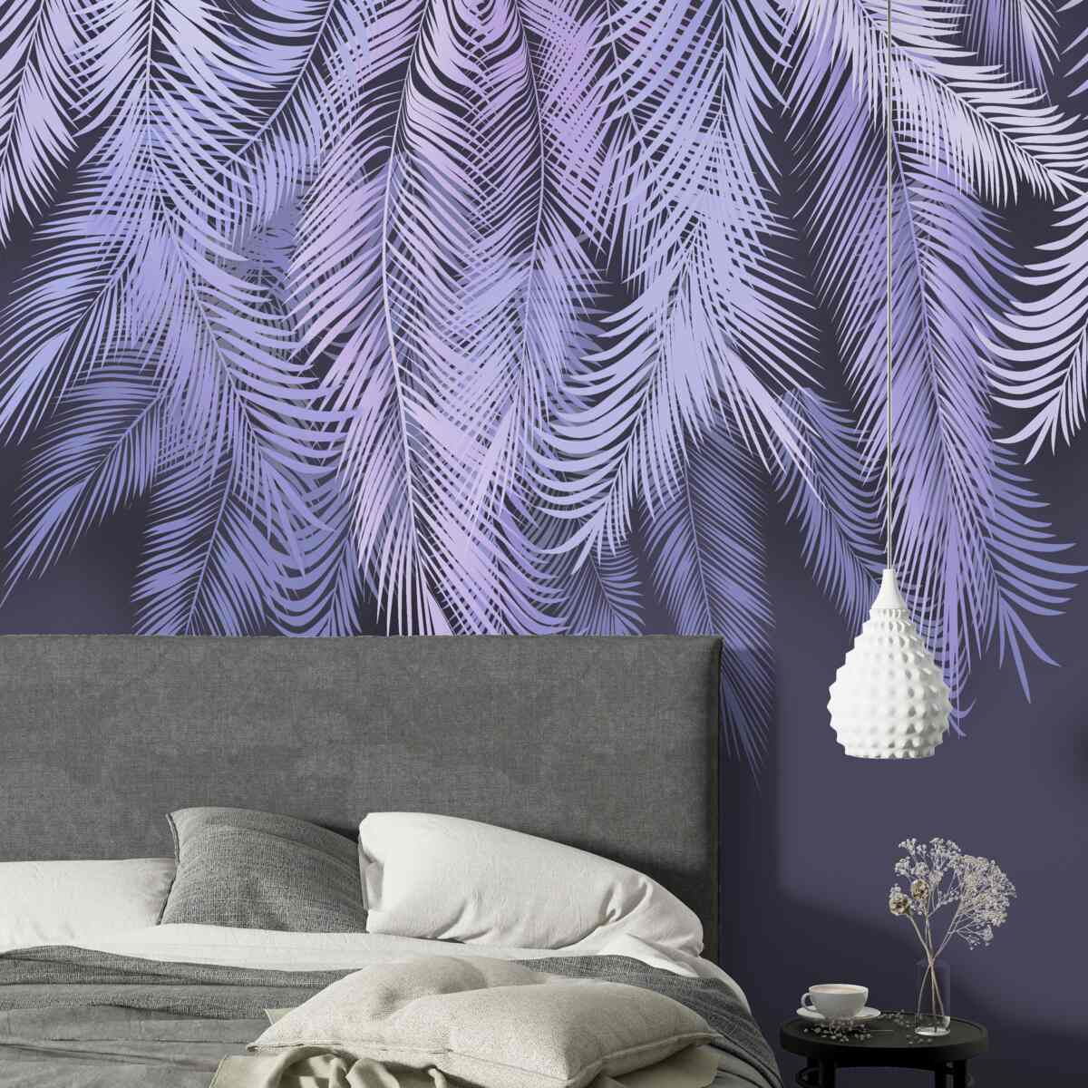 Papier peint le blanc dense des feuilles la nuit