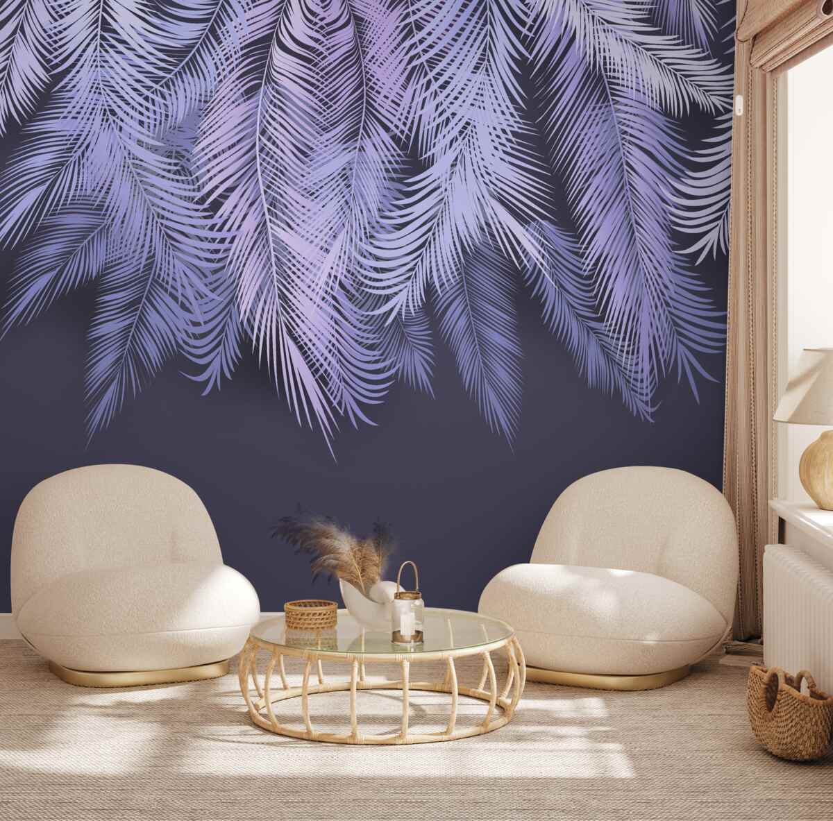 Papier peint le blanc dense des feuilles la nuit