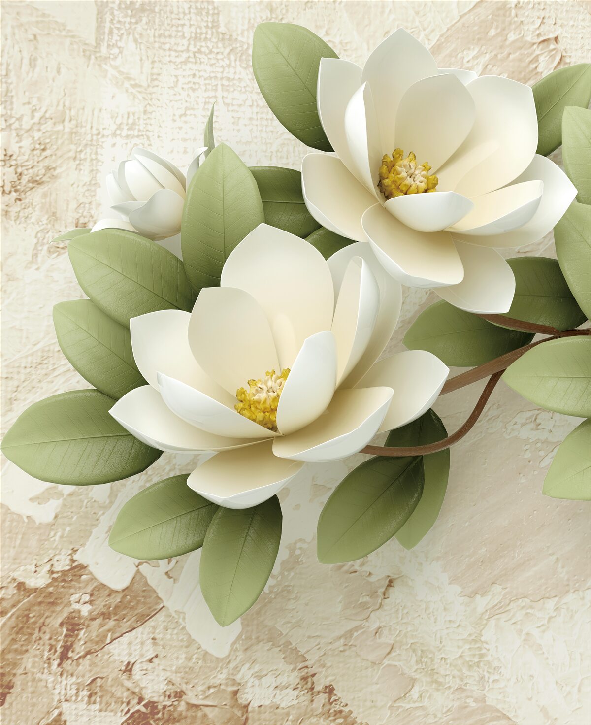 Papier peint nénuphar aux pétales blancs comme la neige et aux feuilles vertes