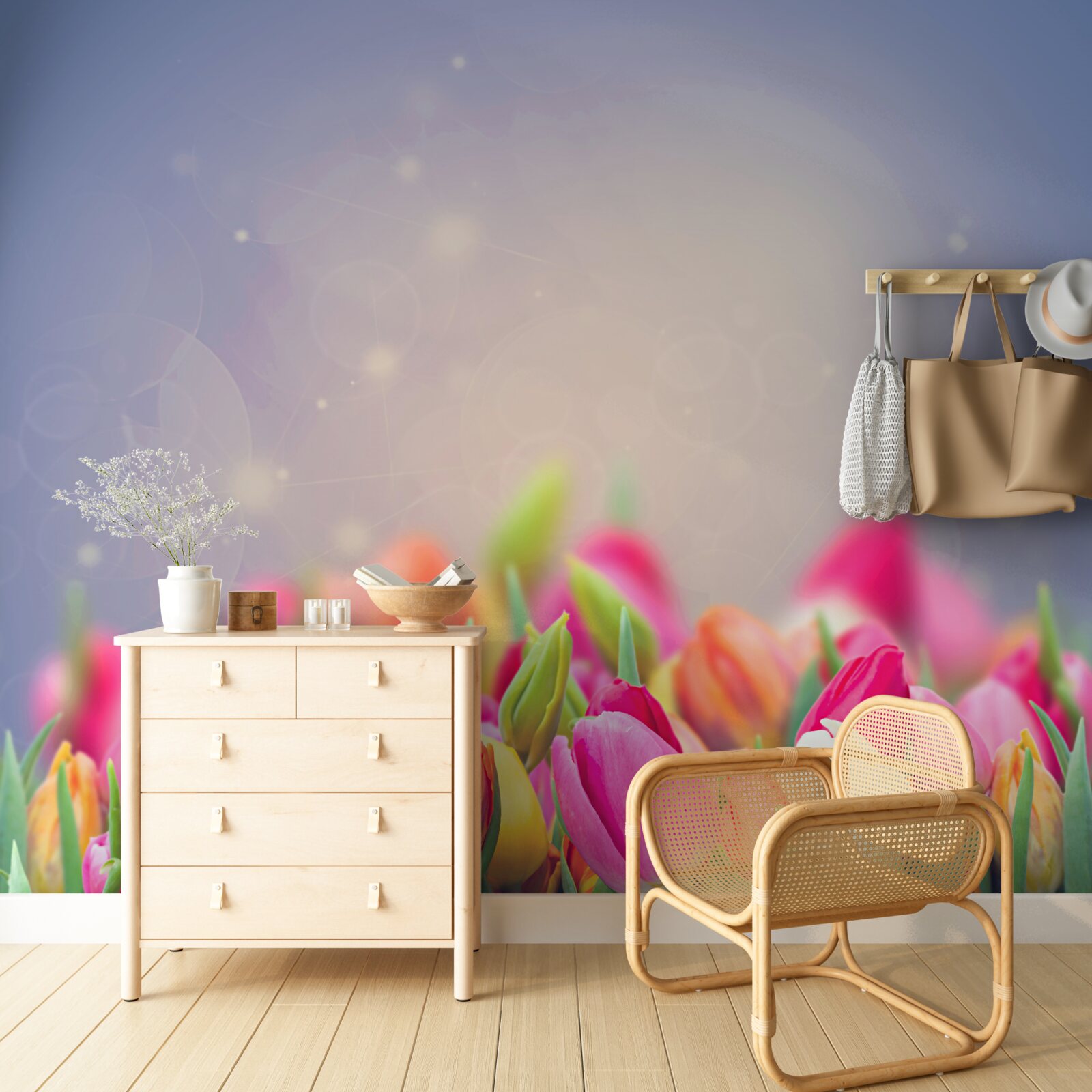 Papier peint tulipes s'endormant la nuit