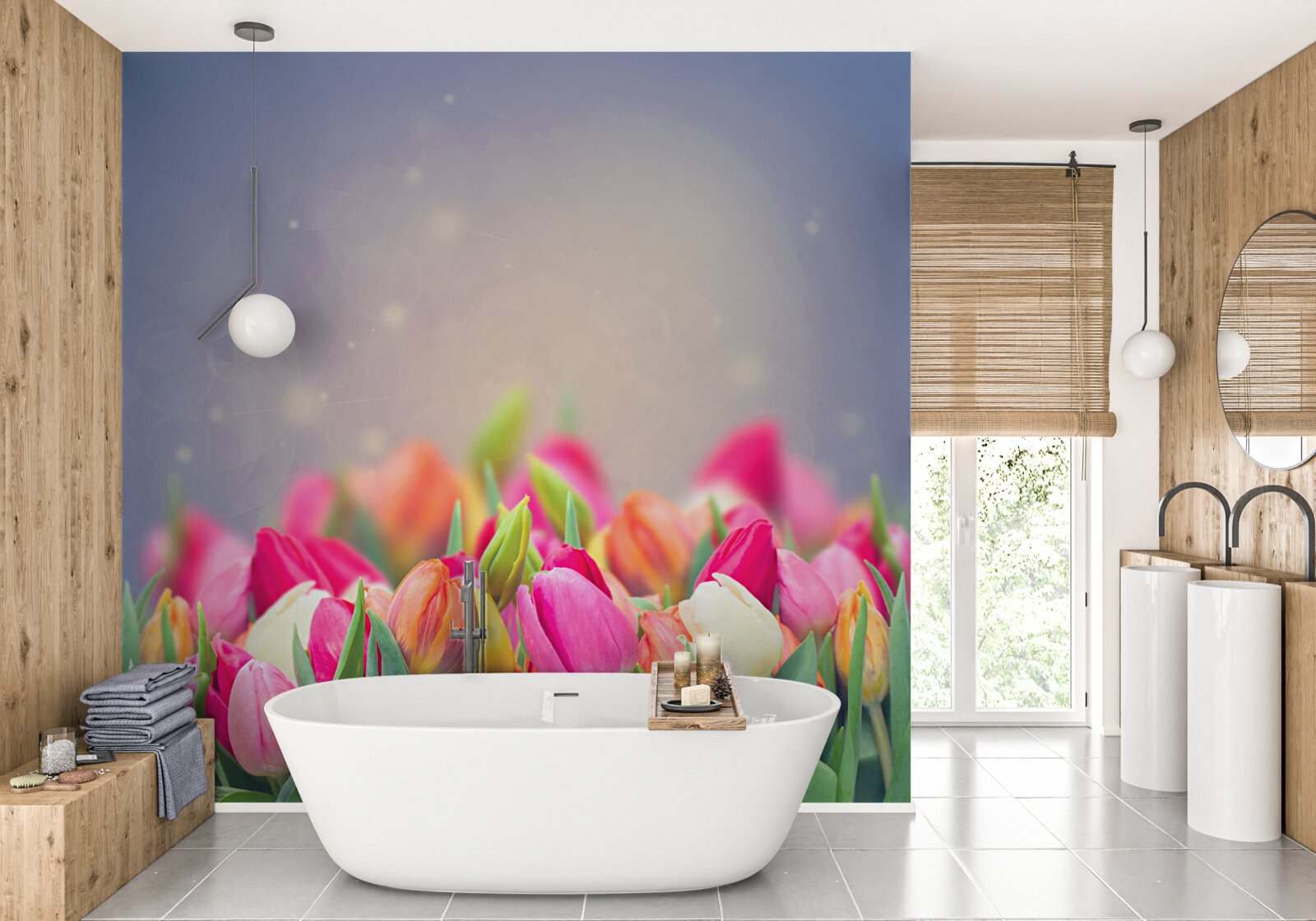 Papier peint tulipes s'endormant la nuit