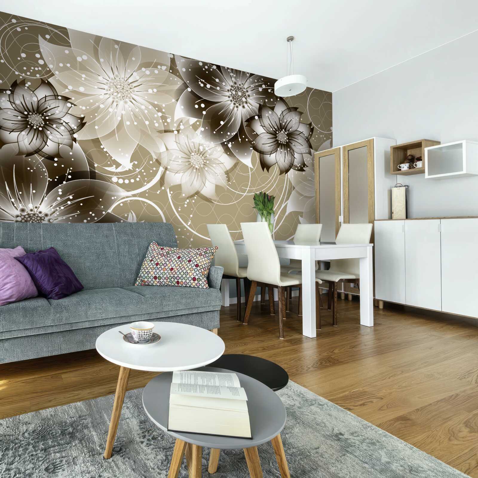 Papier peint fleurs de lys s'épanouissant sur l'eau la nuit