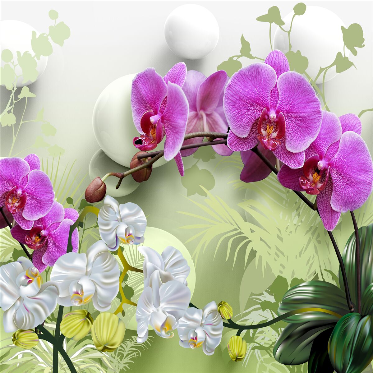 Papier peint orchidée pourpre sur des branches