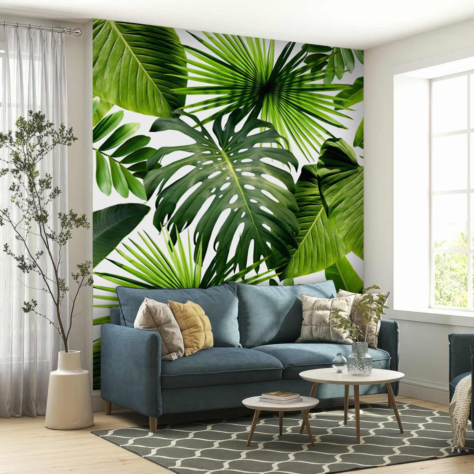 Papier peint les grandes feuilles vertes des plantes tropicales