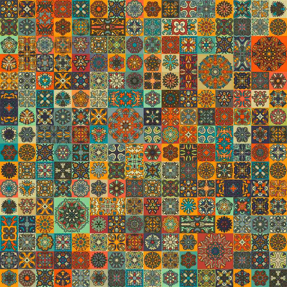 Papier peint motifs ethniques carrés