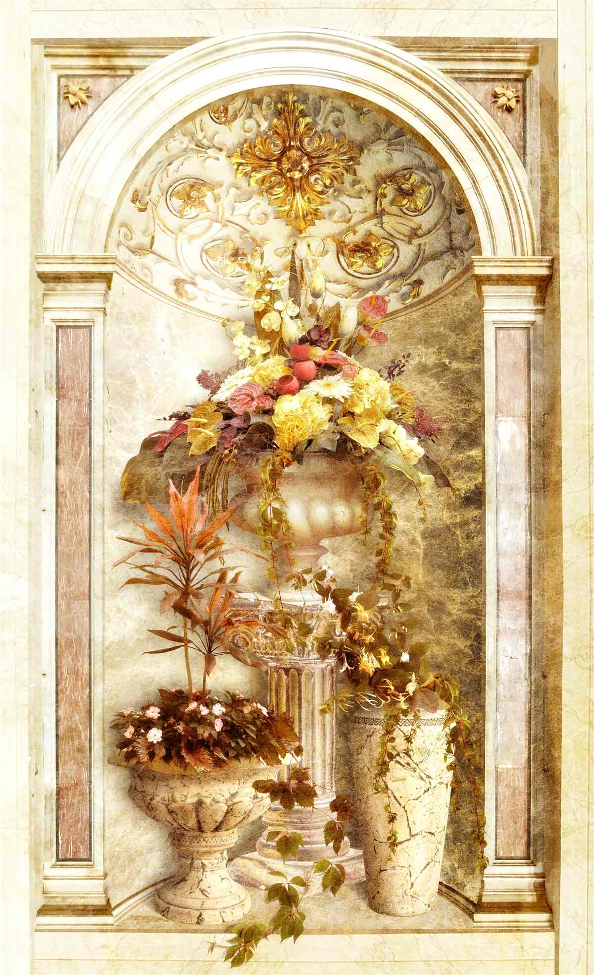 Papier peint arche rectangulaire décorée de teintes automnales