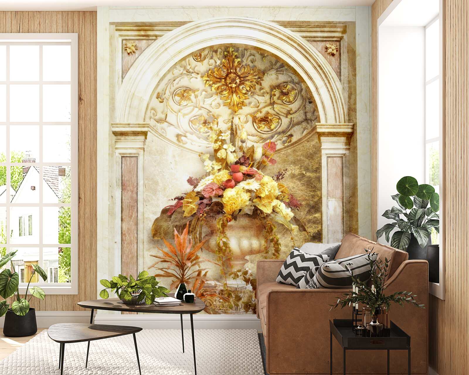 Papier peint arche rectangulaire décorée de teintes automnales