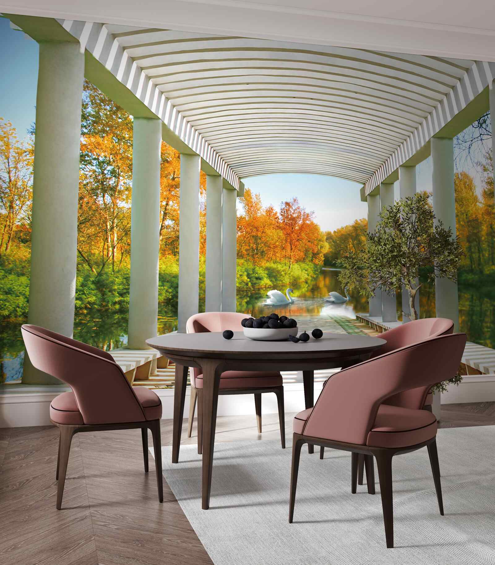 Papier peint forêt en décoration d'automne sur fond panoramique