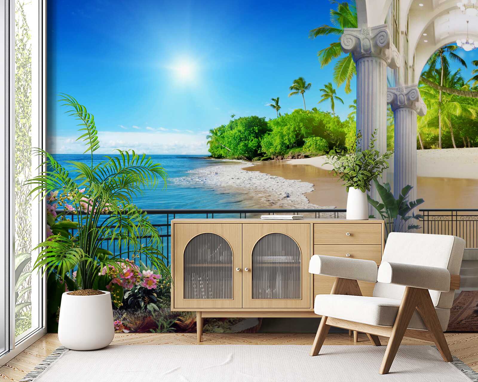 Papier peint journée ensoleillée sur une côte tropicale