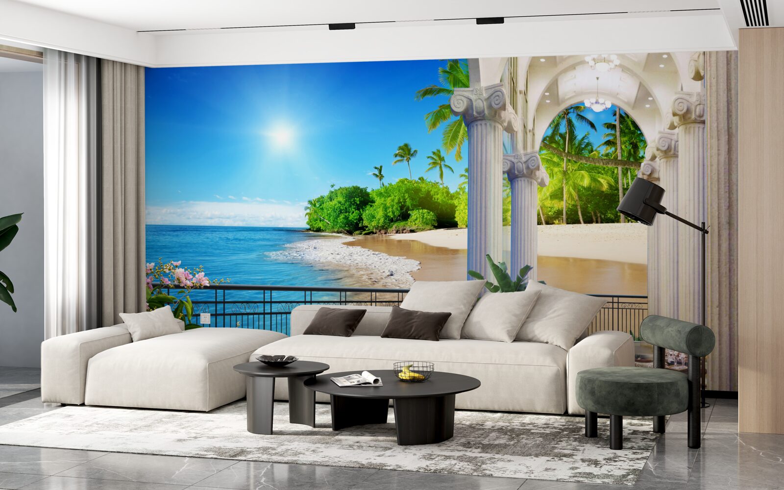 Papier peint journée ensoleillée sur une côte tropicale