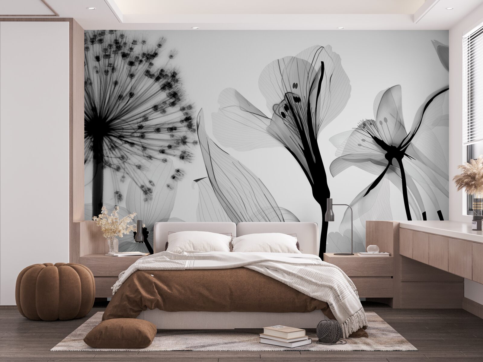 Papier peint chevreuil blanc sur fond clair