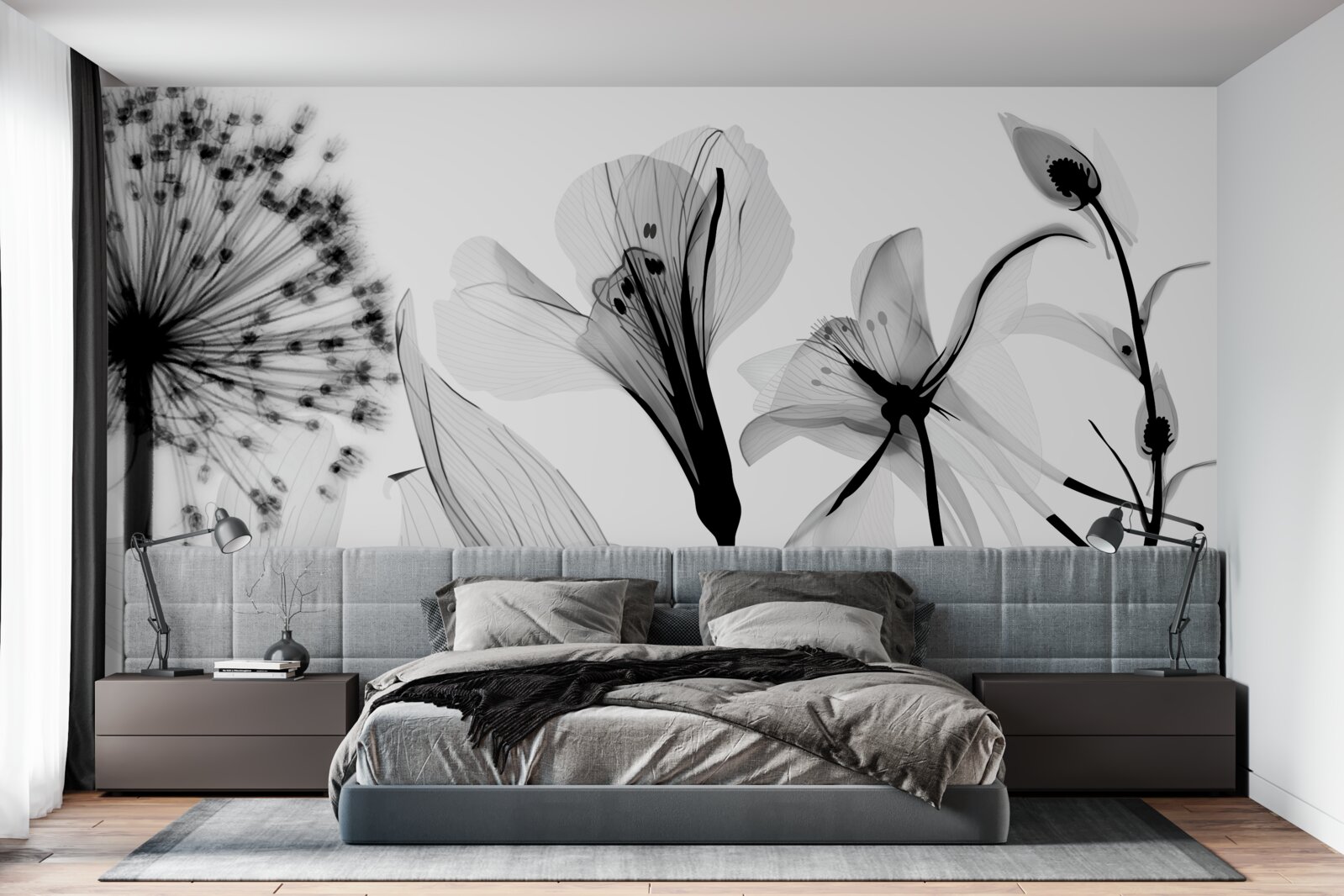 Papier peint chevreuil blanc sur fond clair