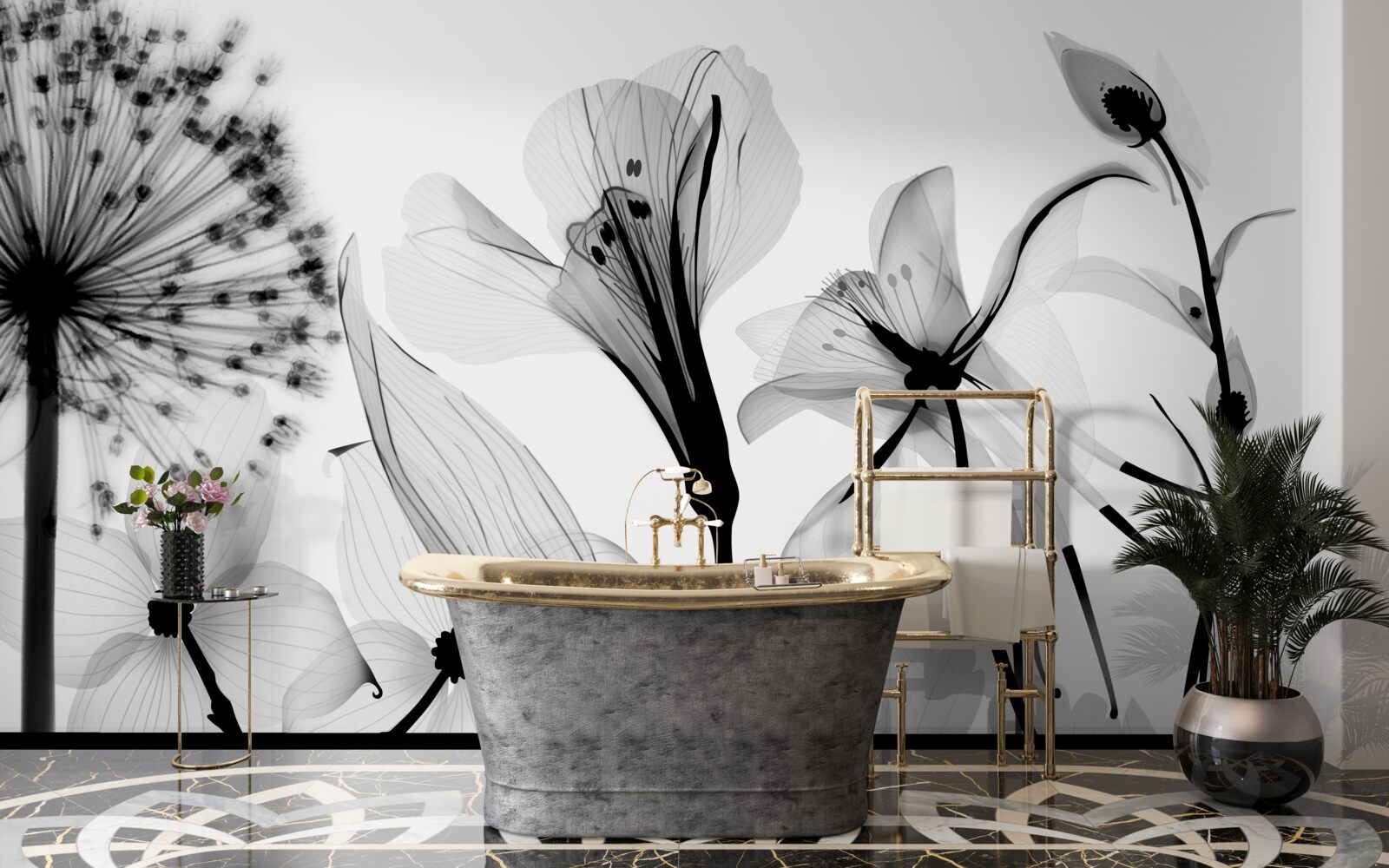 Papier peint chevreuil blanc sur fond clair