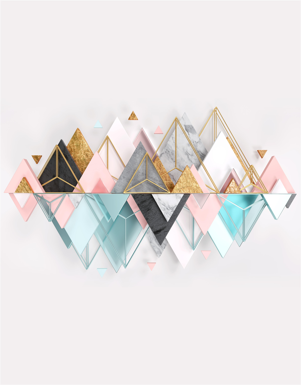 Papier peint la forêt de conifères, représentée par des triangles