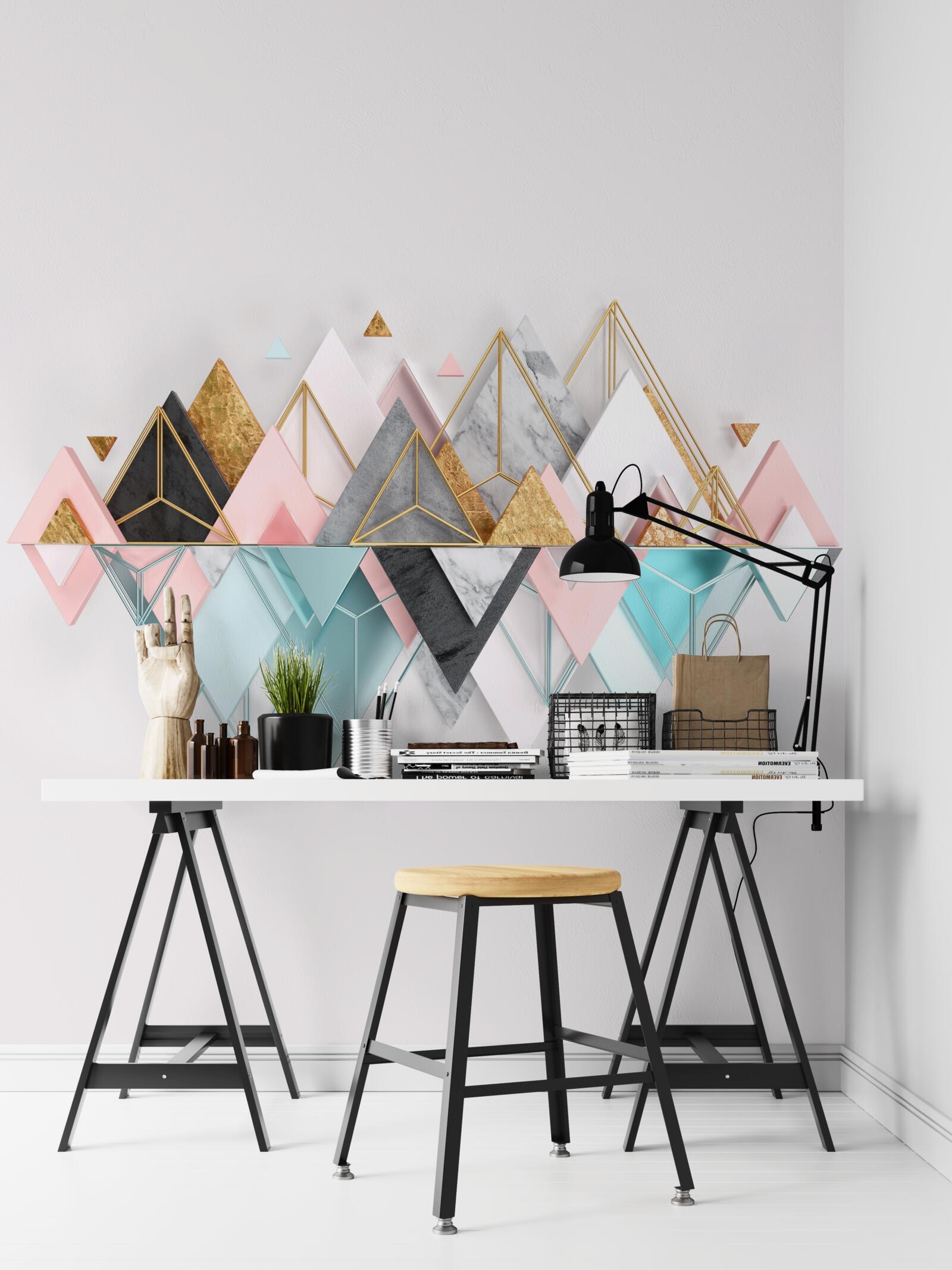 Papier peint la forêt de conifères, représentée par des triangles