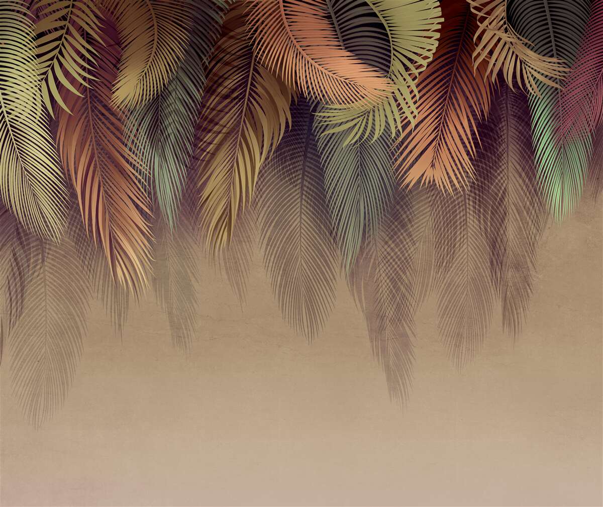 Papier peint feuilles de fougère en automne