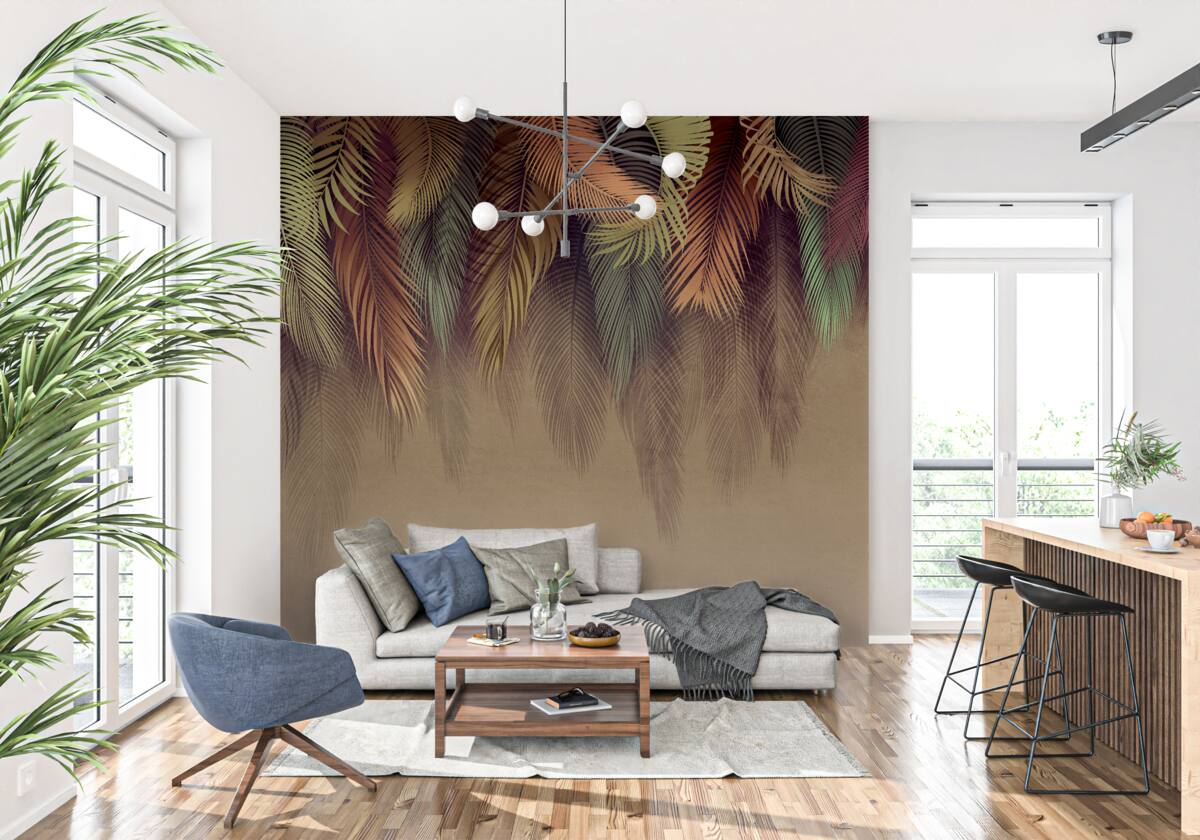 Papier peint feuilles de fougère en automne