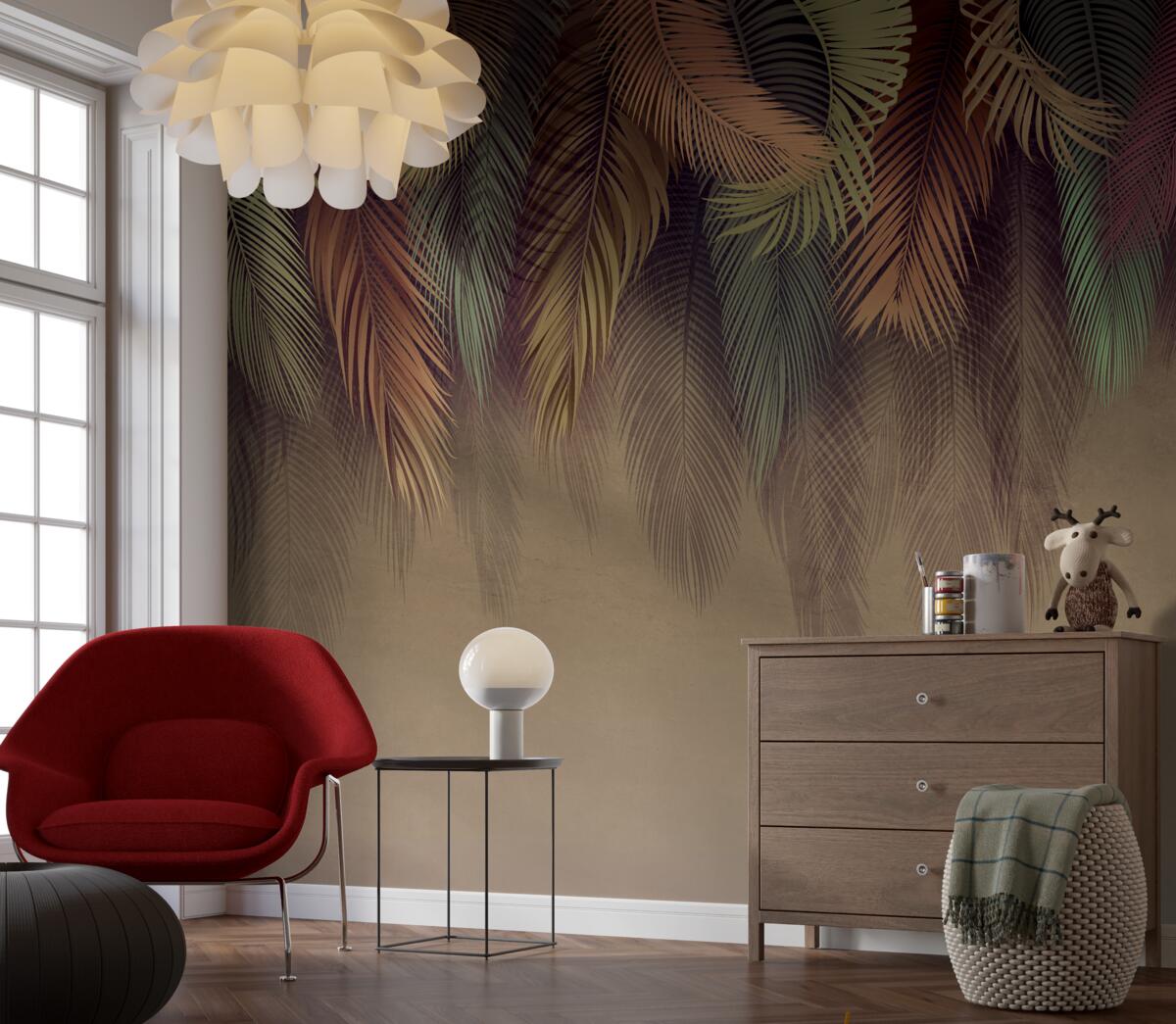 Papier peint feuilles de fougère en automne