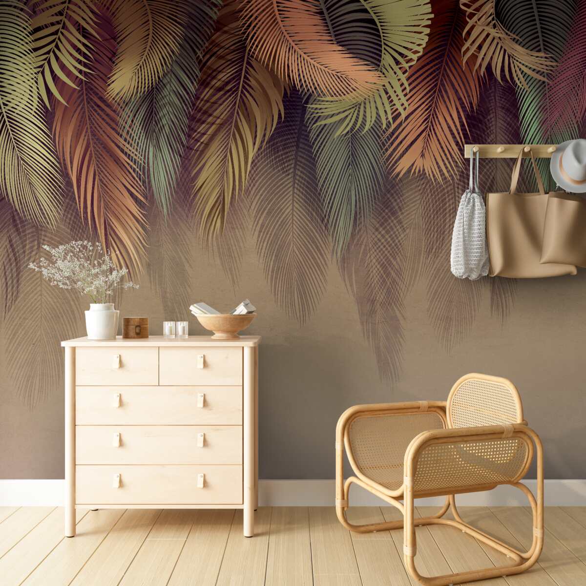 Papier peint feuilles de fougère en automne