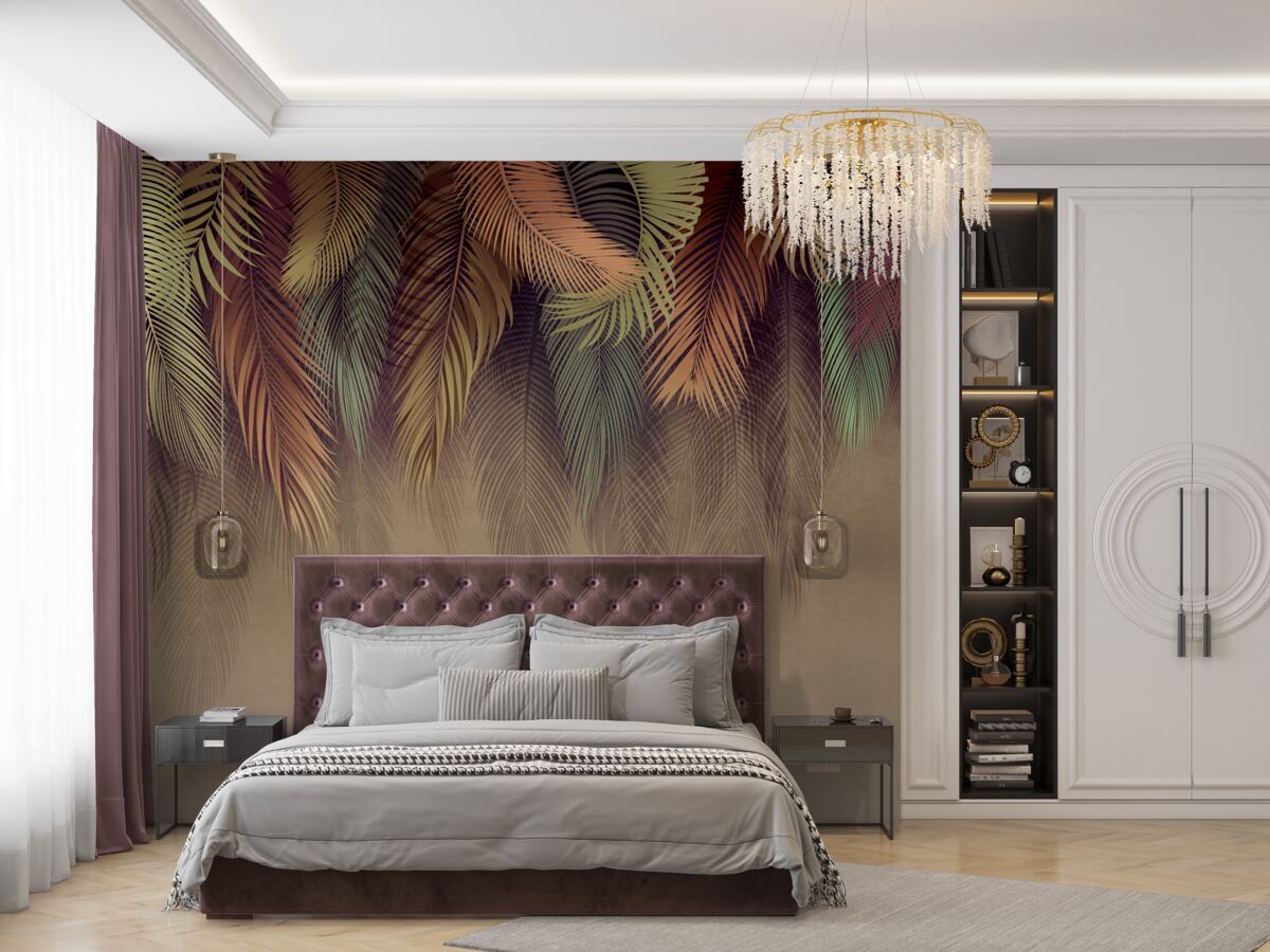 Papier peint feuilles de fougère en automne