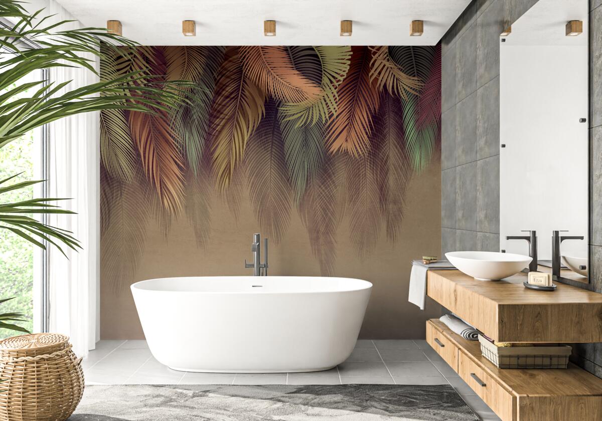 Papier peint feuilles de fougère en automne