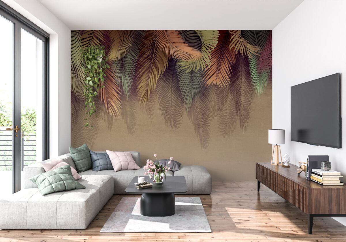 Papier peint feuilles de fougère en automne