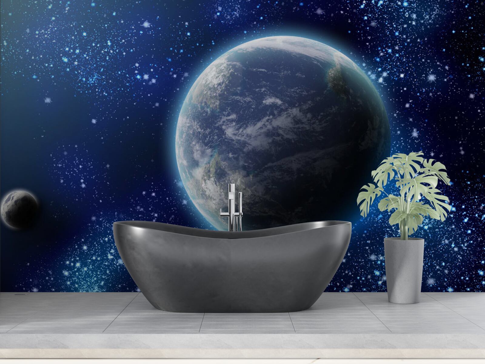 Papier peint la planète terre et son espace proche de la lumière