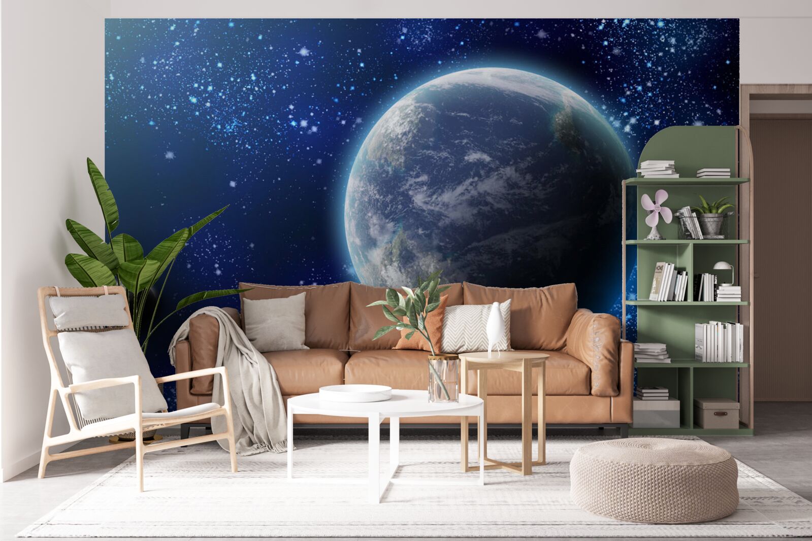 Papier peint la planète terre et son espace proche de la lumière