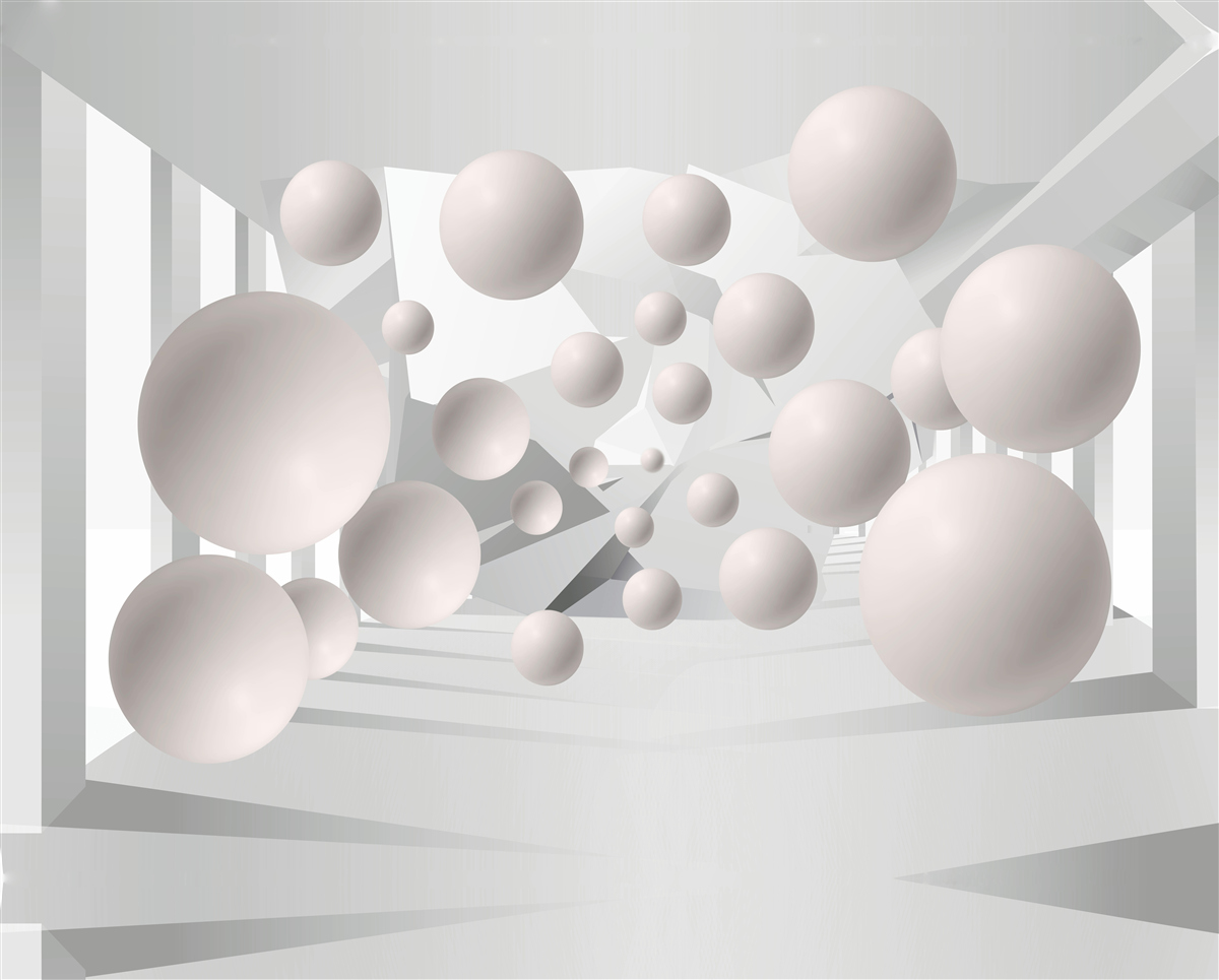 Papier peint boules légères et aérées de couleur crème