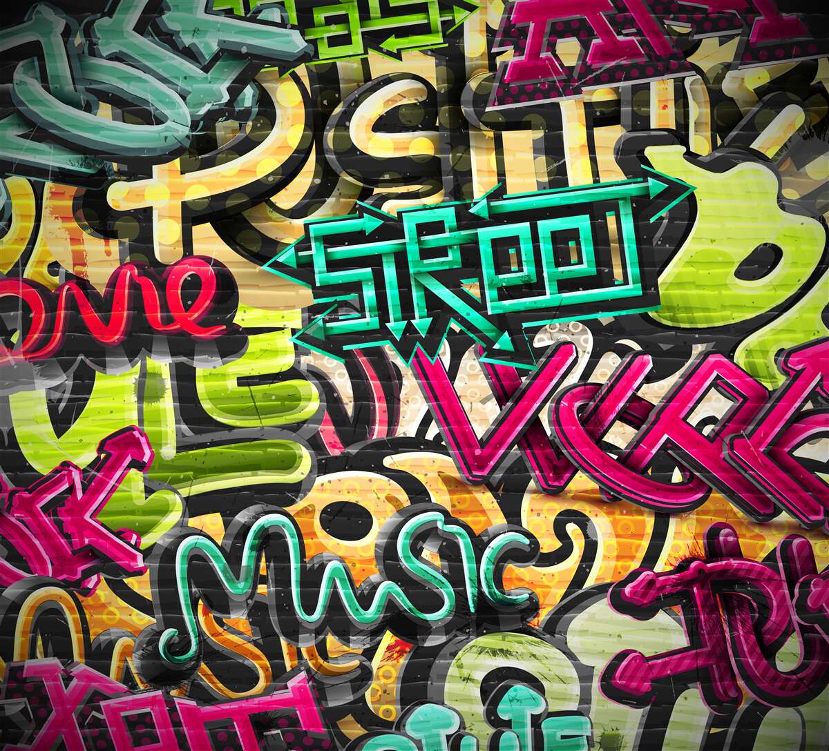 Papier peint lettrage de style graffiti