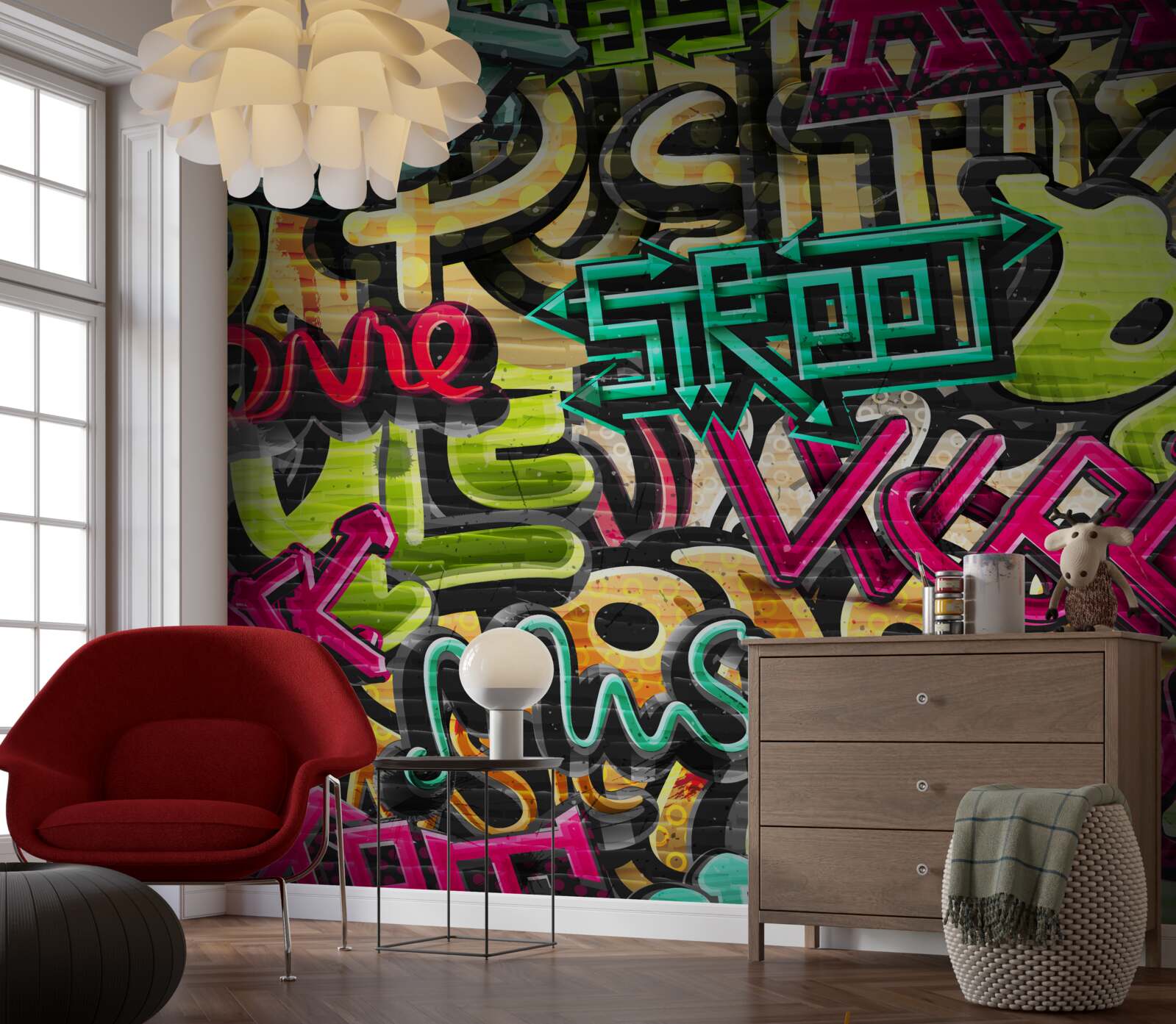 Papier peint lettrage de style graffiti