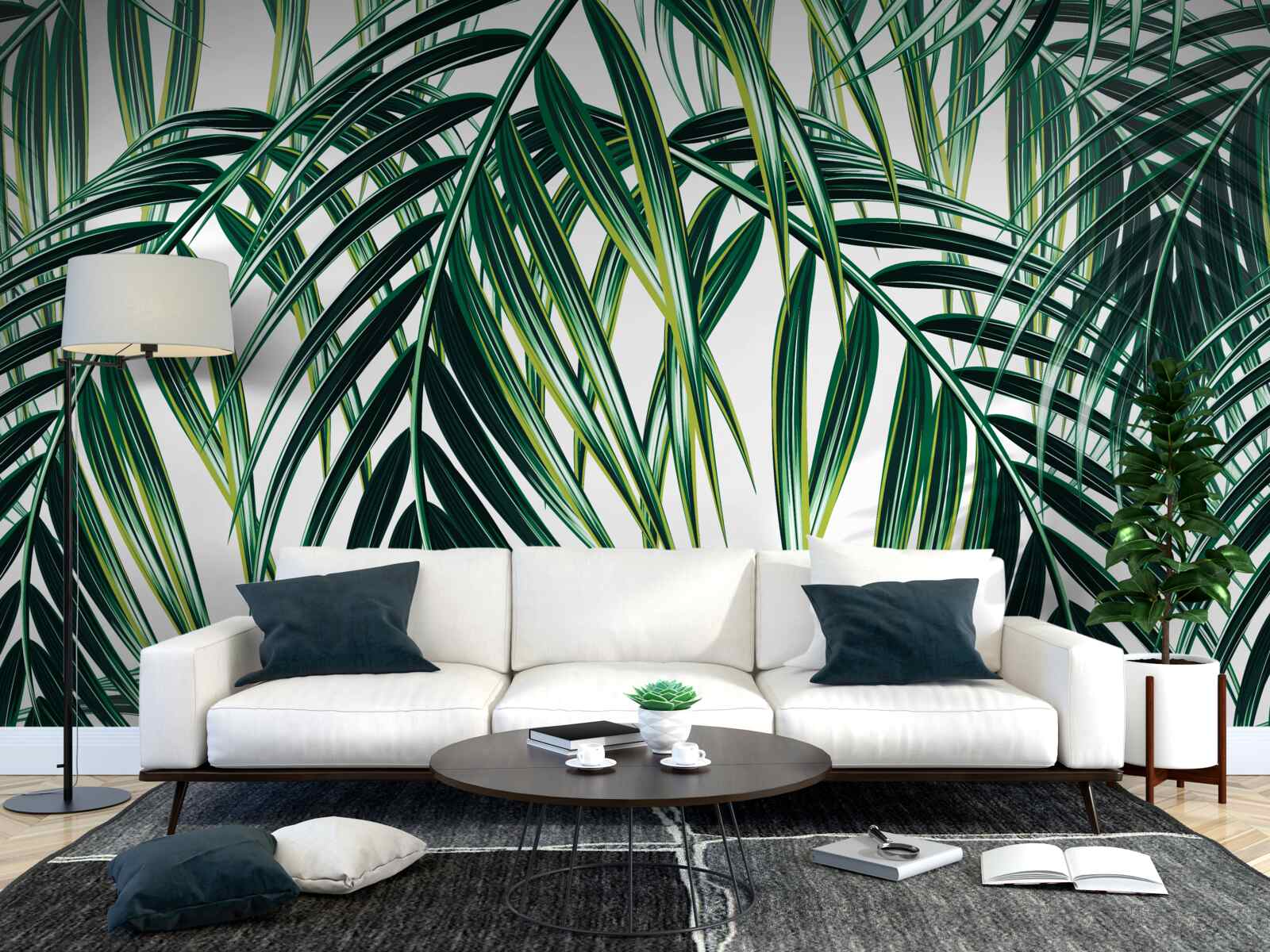 Papier peint fougère verte luxuriante