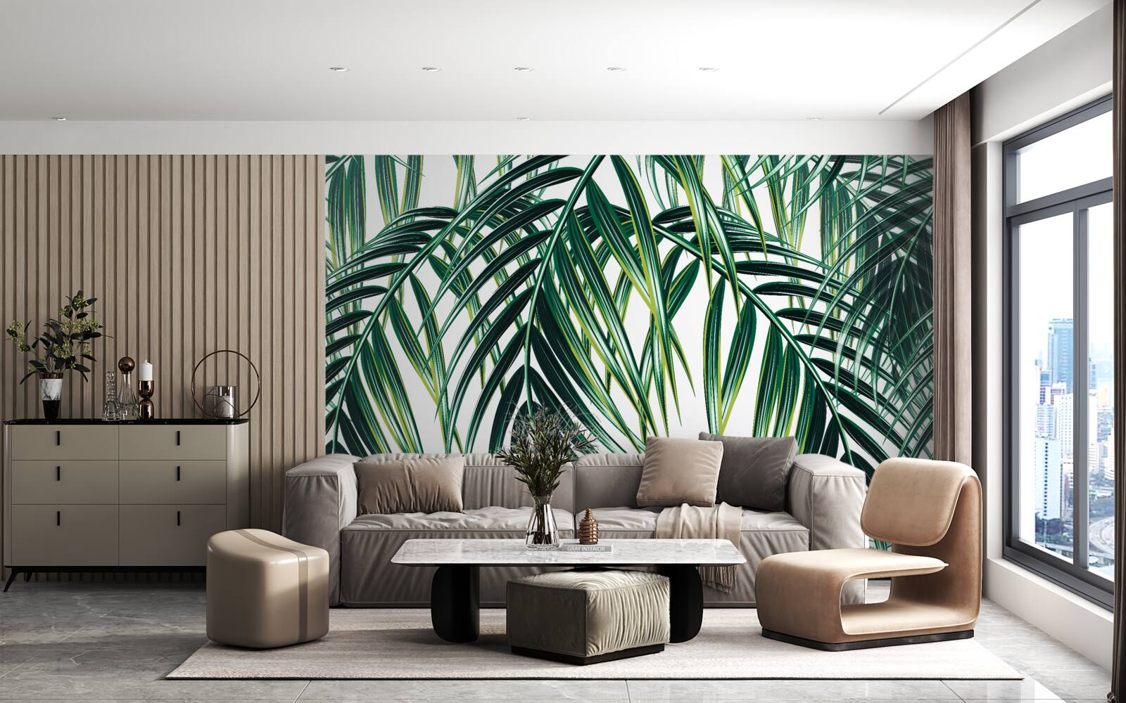 Papier peint fougère verte luxuriante