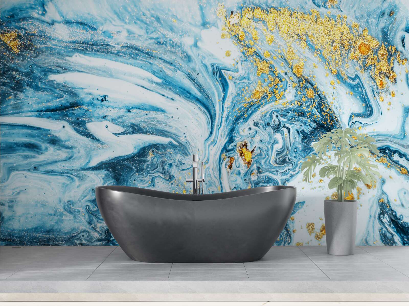 Papier peint eaux froides et boueuses avec neige