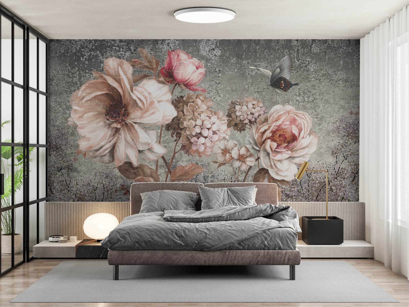 Papier peint bourgeons rose tendre de belles fleurs