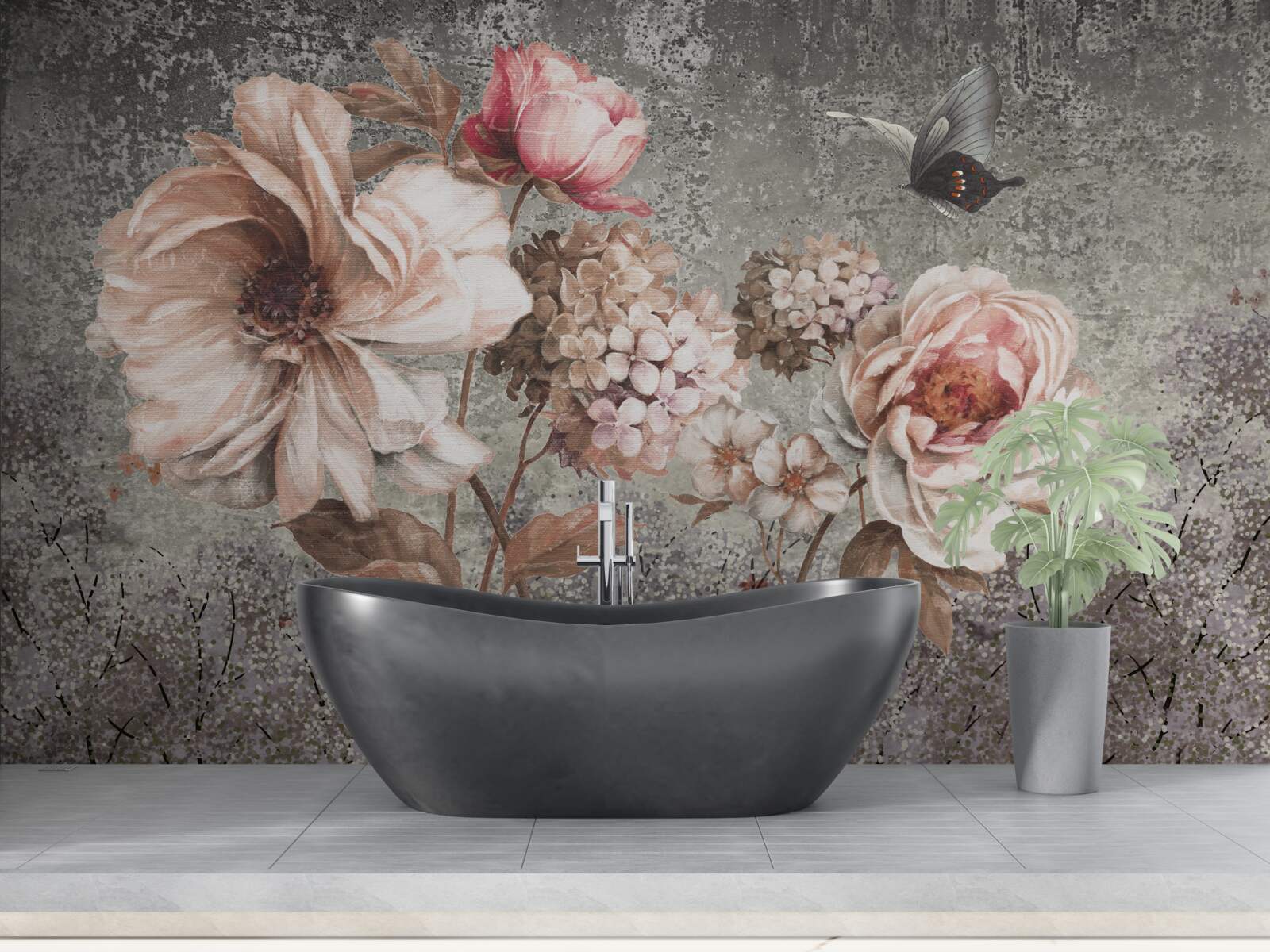 Papier peint bourgeons rose tendre de belles fleurs