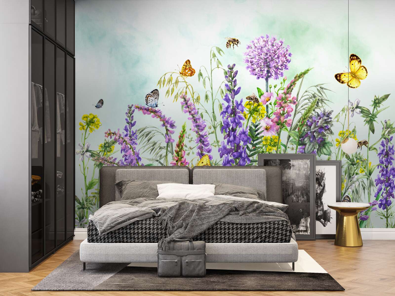 Papier peint plantes de prairie en été sous un ciel clair