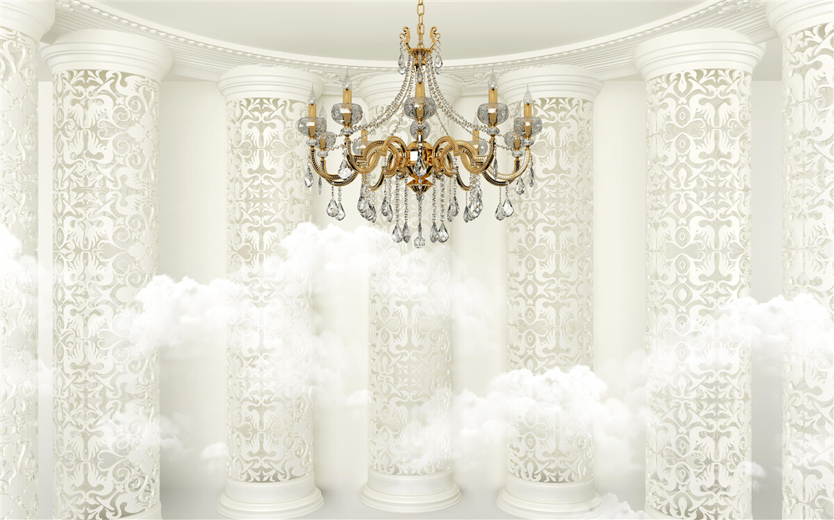 Papier peint lustre entouré d'arcs