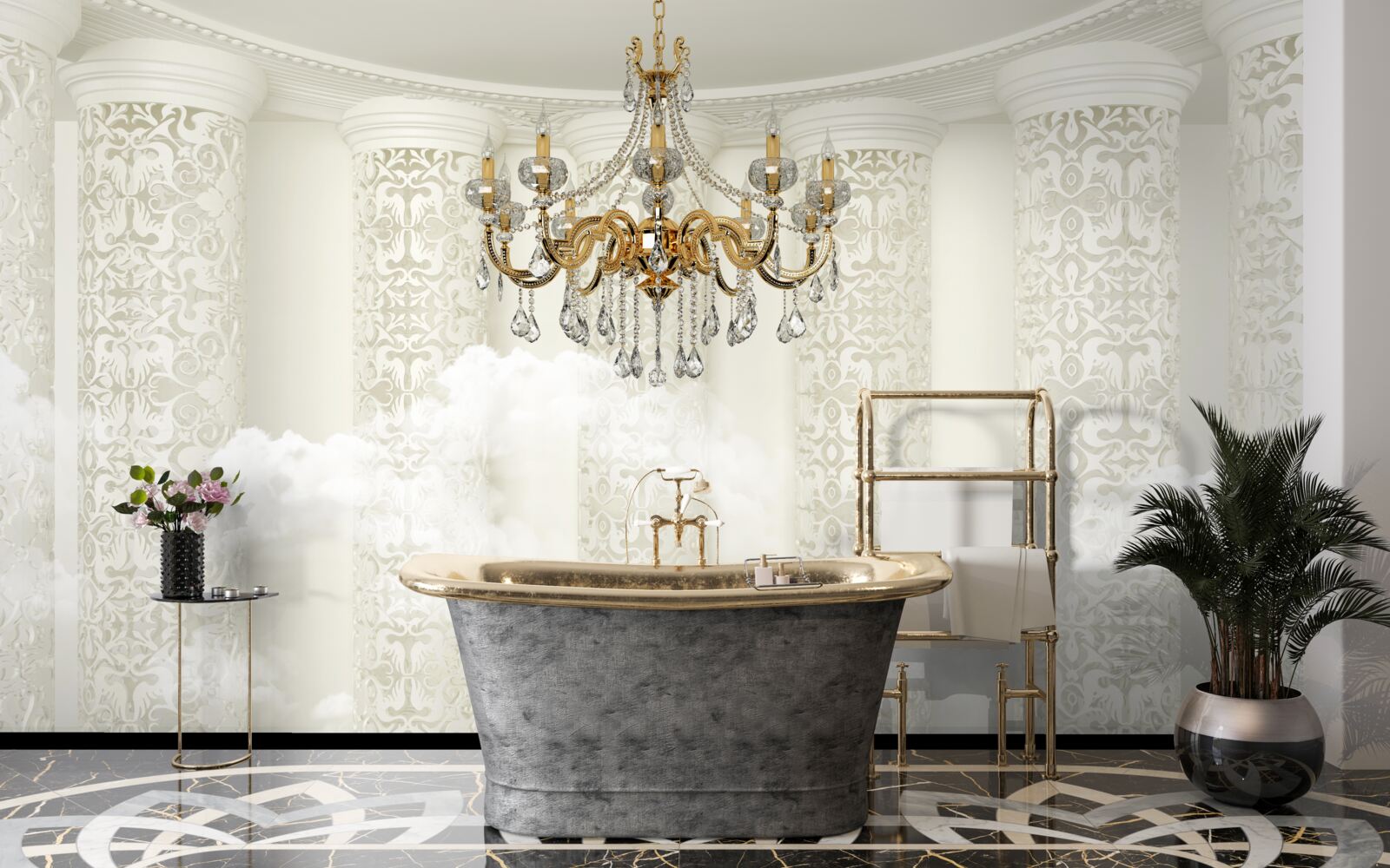 Papier peint lustre entouré d'arcs