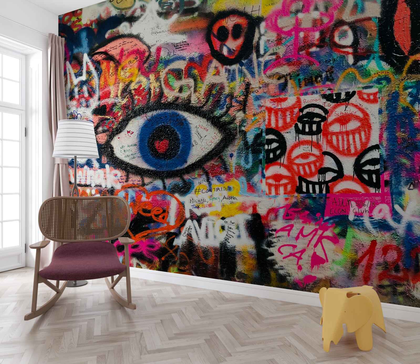 Papier peint compositions de graffitis arc-en-ciel