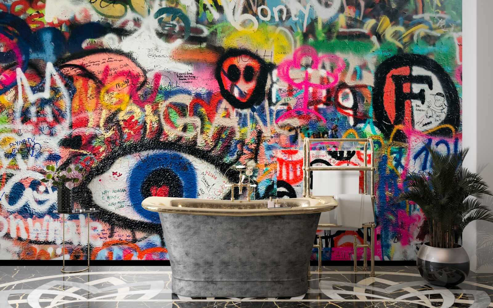 Papier peint compositions de graffitis arc-en-ciel