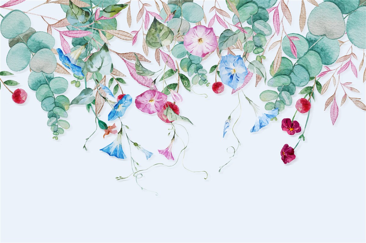 Papier peint combinaison parfumée de verdure et de fleurs