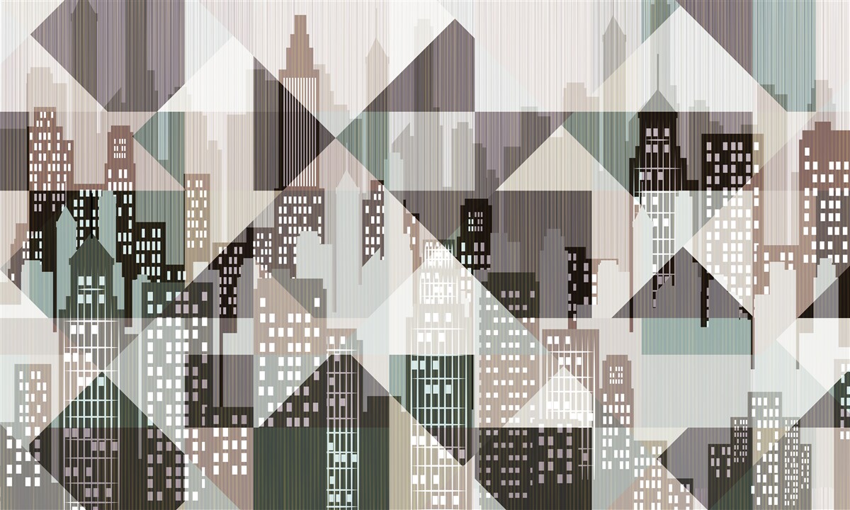 Papier peint maisons de style abstrait