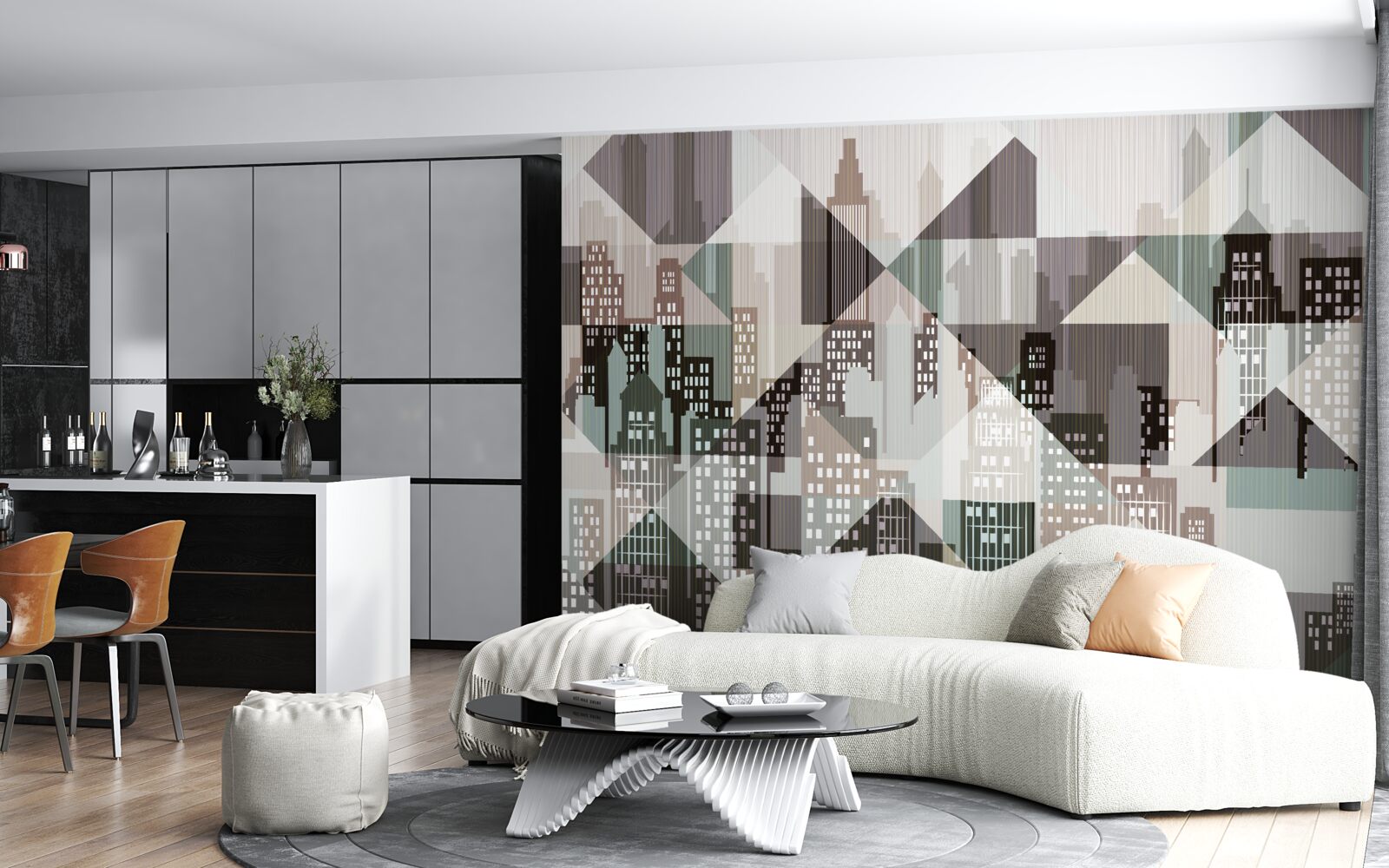 Papier peint maisons de style abstrait