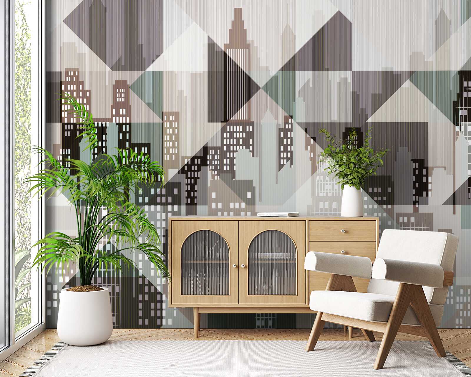 Papier peint maisons de style abstrait