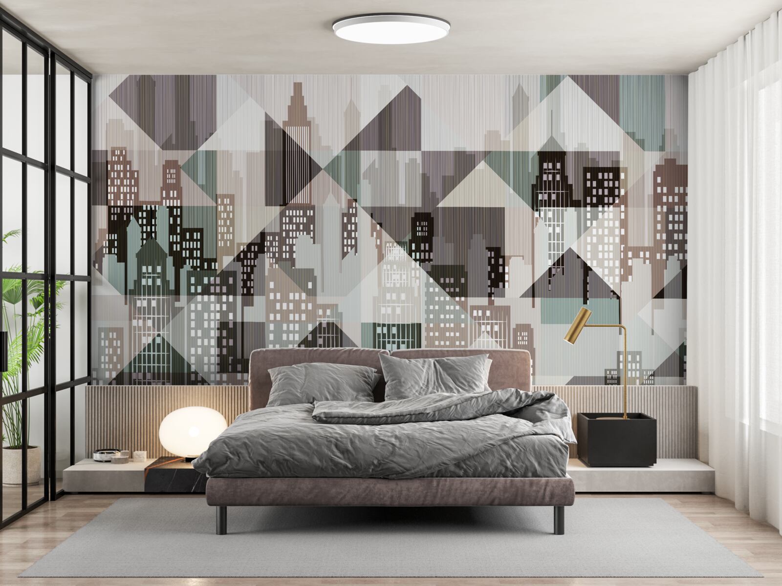 Papier peint maisons de style abstrait