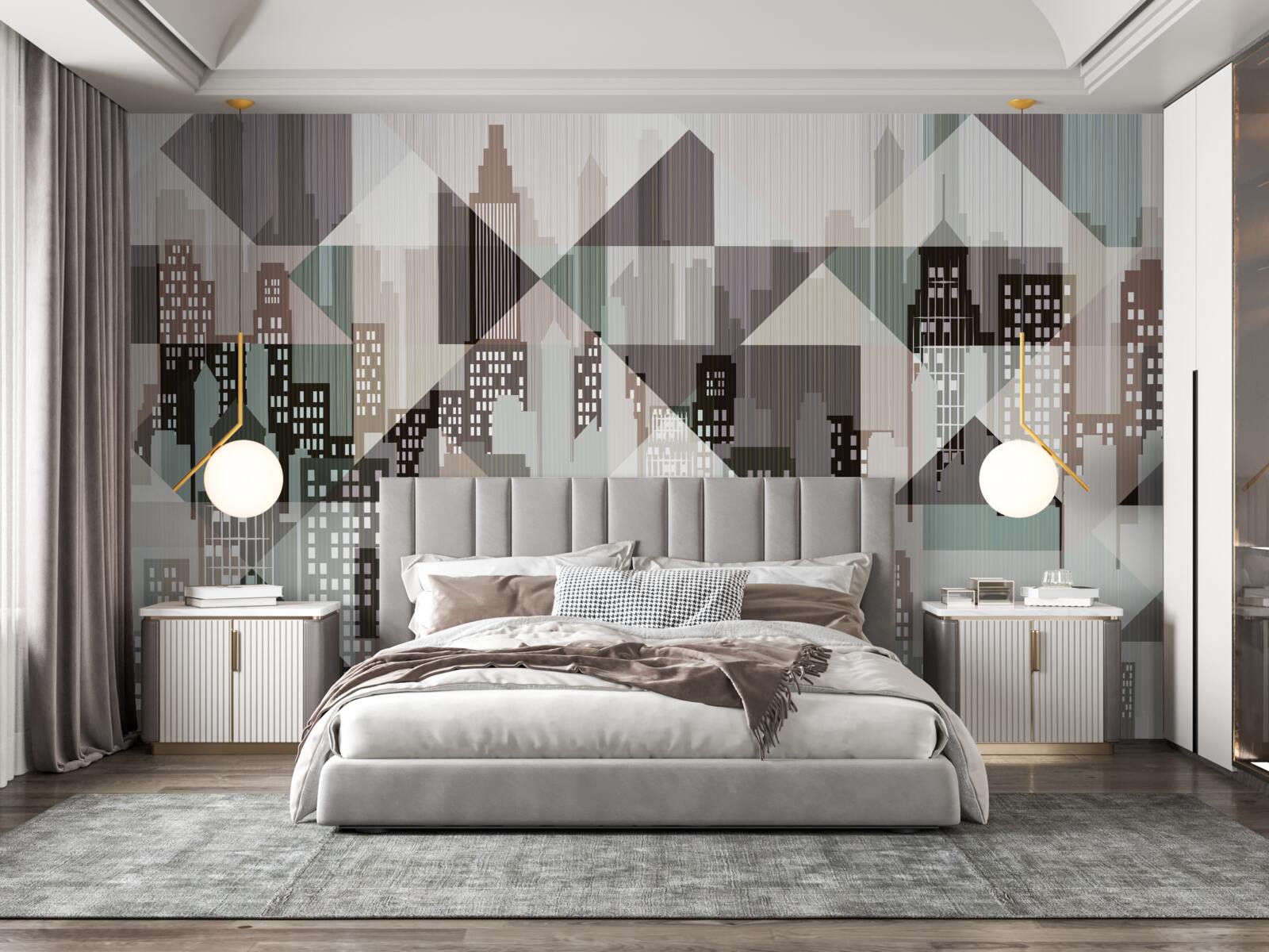 Papier peint maisons de style abstrait